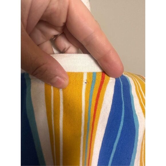 90’s Style For the People NOTORIUS yellow blue red striped long sleeve shirt med - Picture 3 of 7